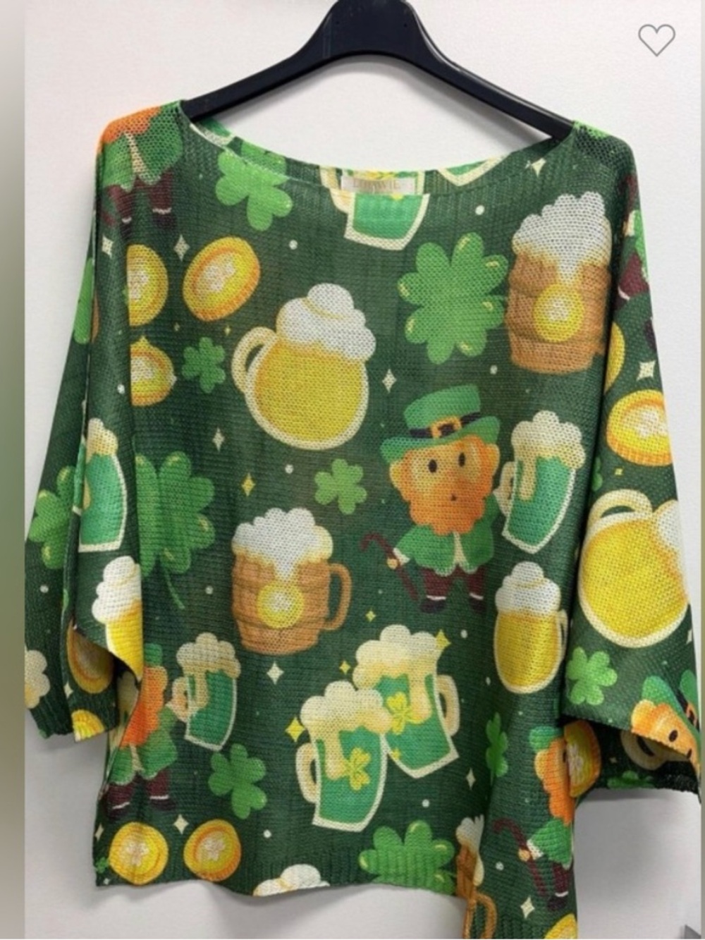 Loowie Sz Made in Italy Sz O/S Green St. Patrick's Day Crewneck Sweater • NWT!